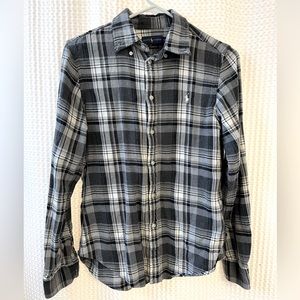 Ralph Lauren, Medium, grey plaid flannel